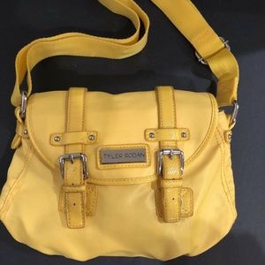 Tyler Rodan Crossbody Bag Mustard Yellow Magnetic Closure Multiple Pockets 11x8"